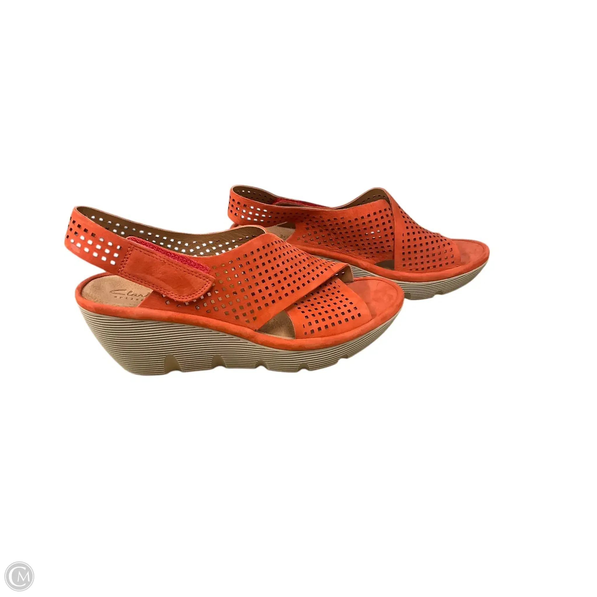 Sandals Heels Wedge By Clarks In Orange, Size: 7