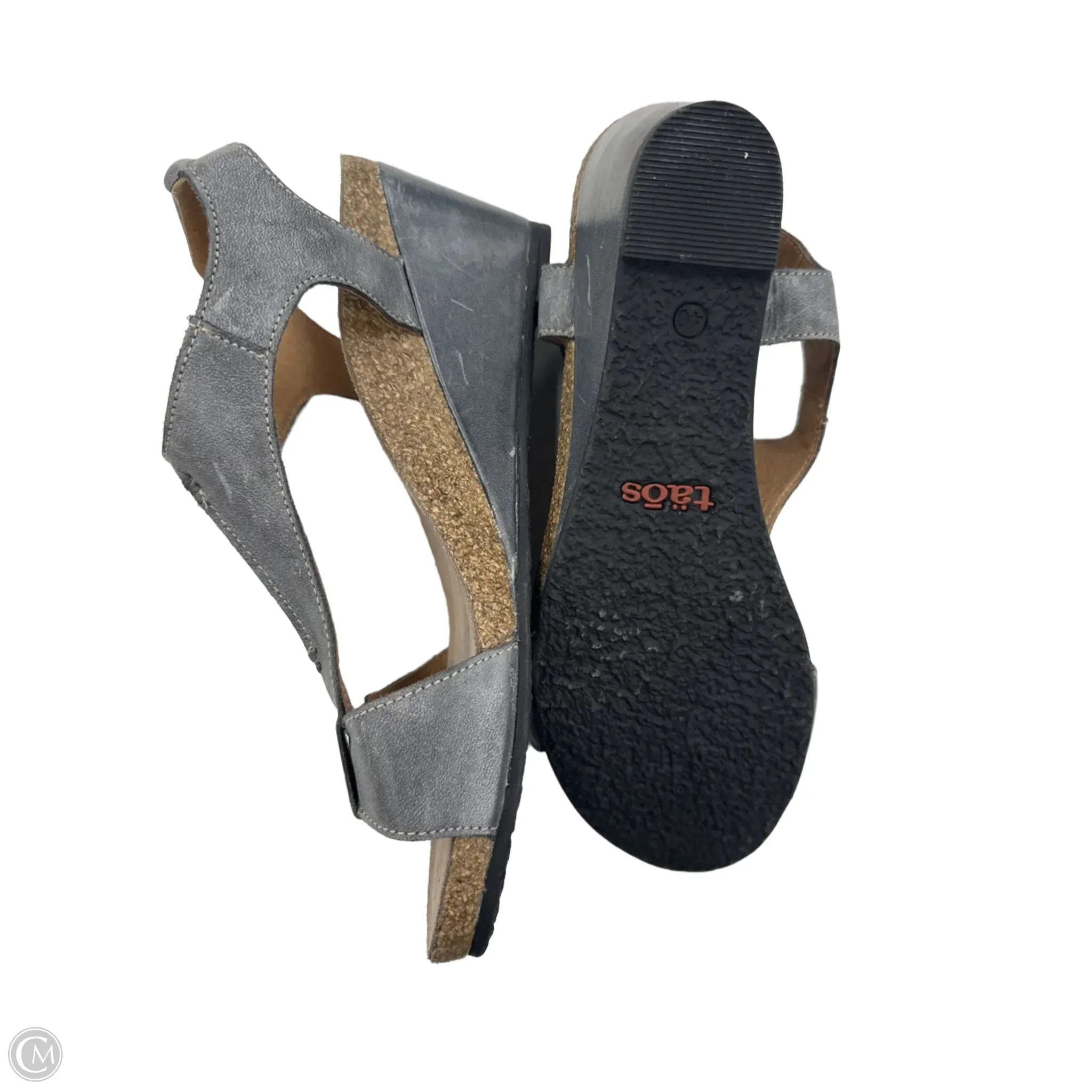 Sandals Heels Wedge By Taos In Silver, Size: 9.5