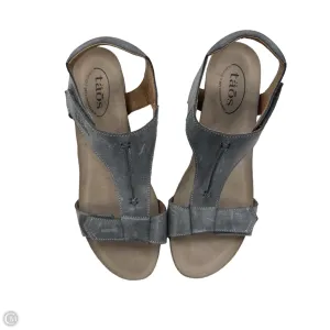 Sandals Heels Wedge By Taos In Silver, Size: 9.5