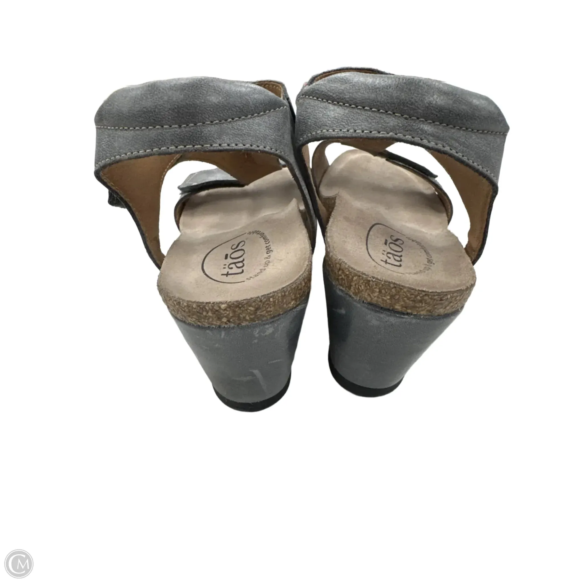 Sandals Heels Wedge By Taos In Silver, Size: 9.5