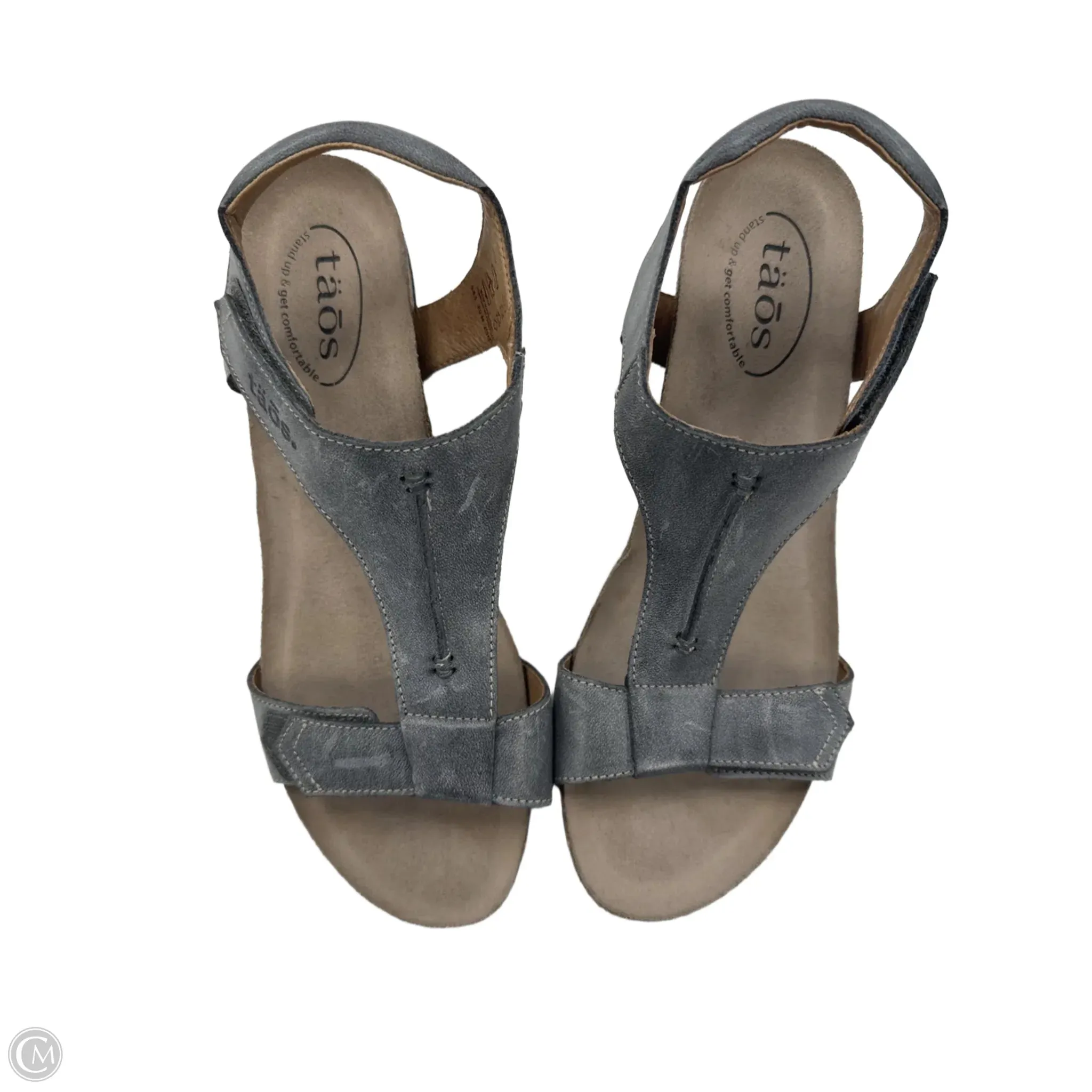 Sandals Heels Wedge By Taos In Silver, Size: 9.5