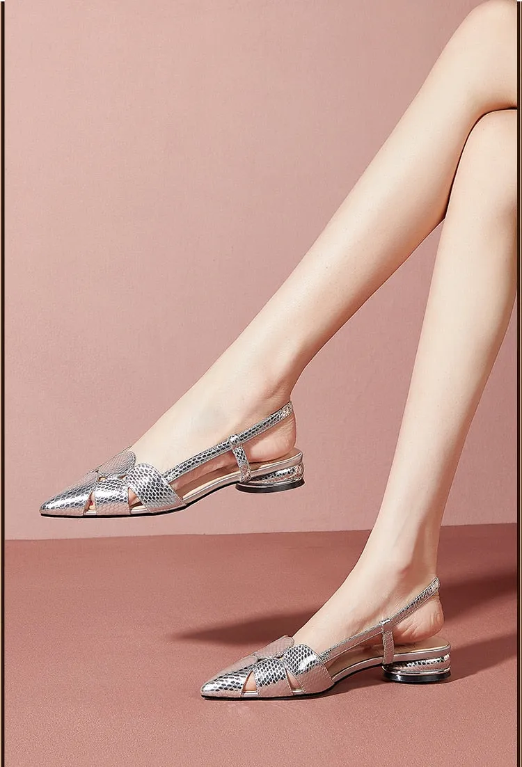 Sandals ladies thick heel low heel pointed
