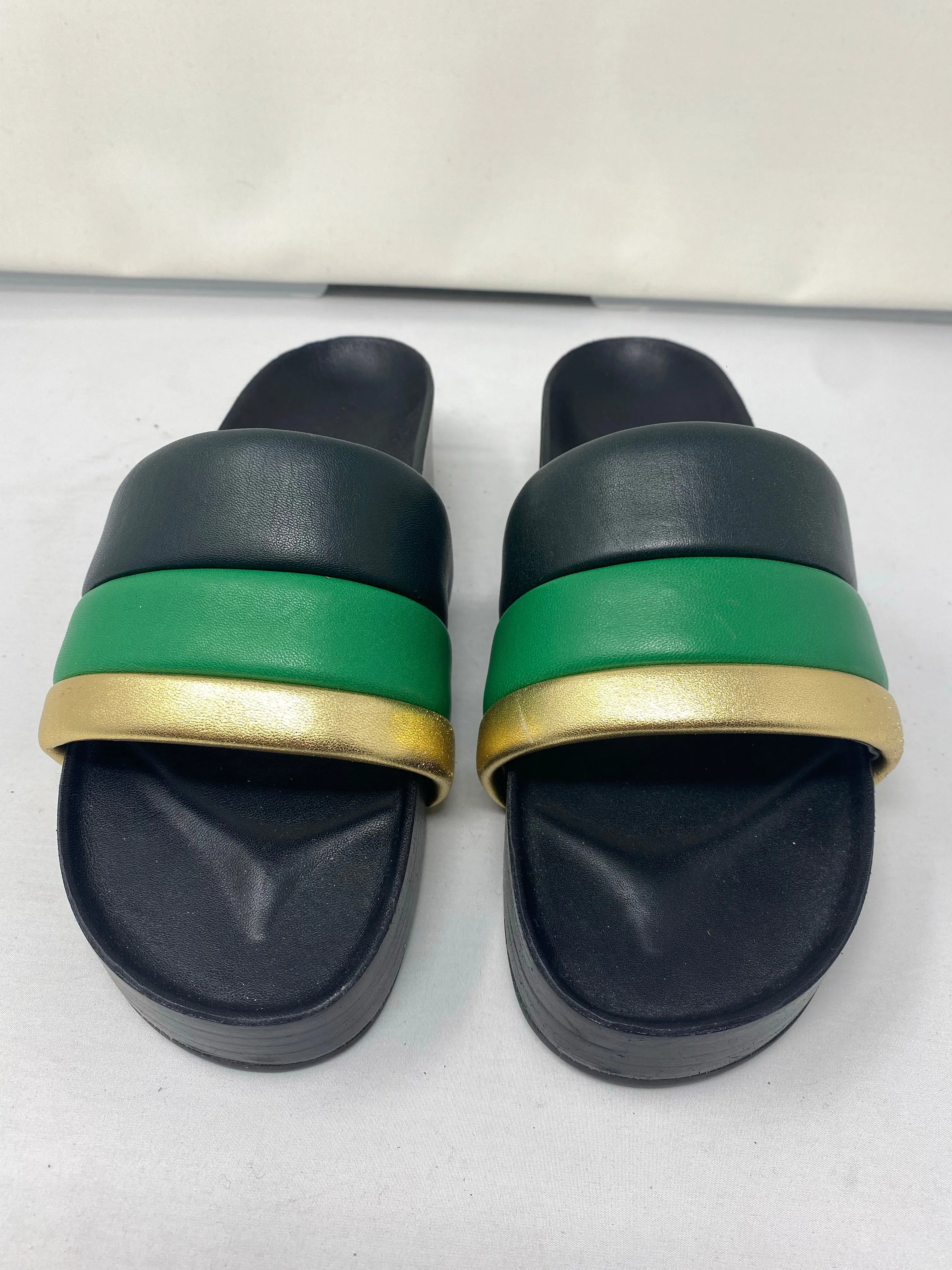 Sandro Paris Black Green and Gold Slide