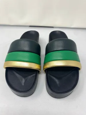 Sandro Paris Black Green and Gold Slide