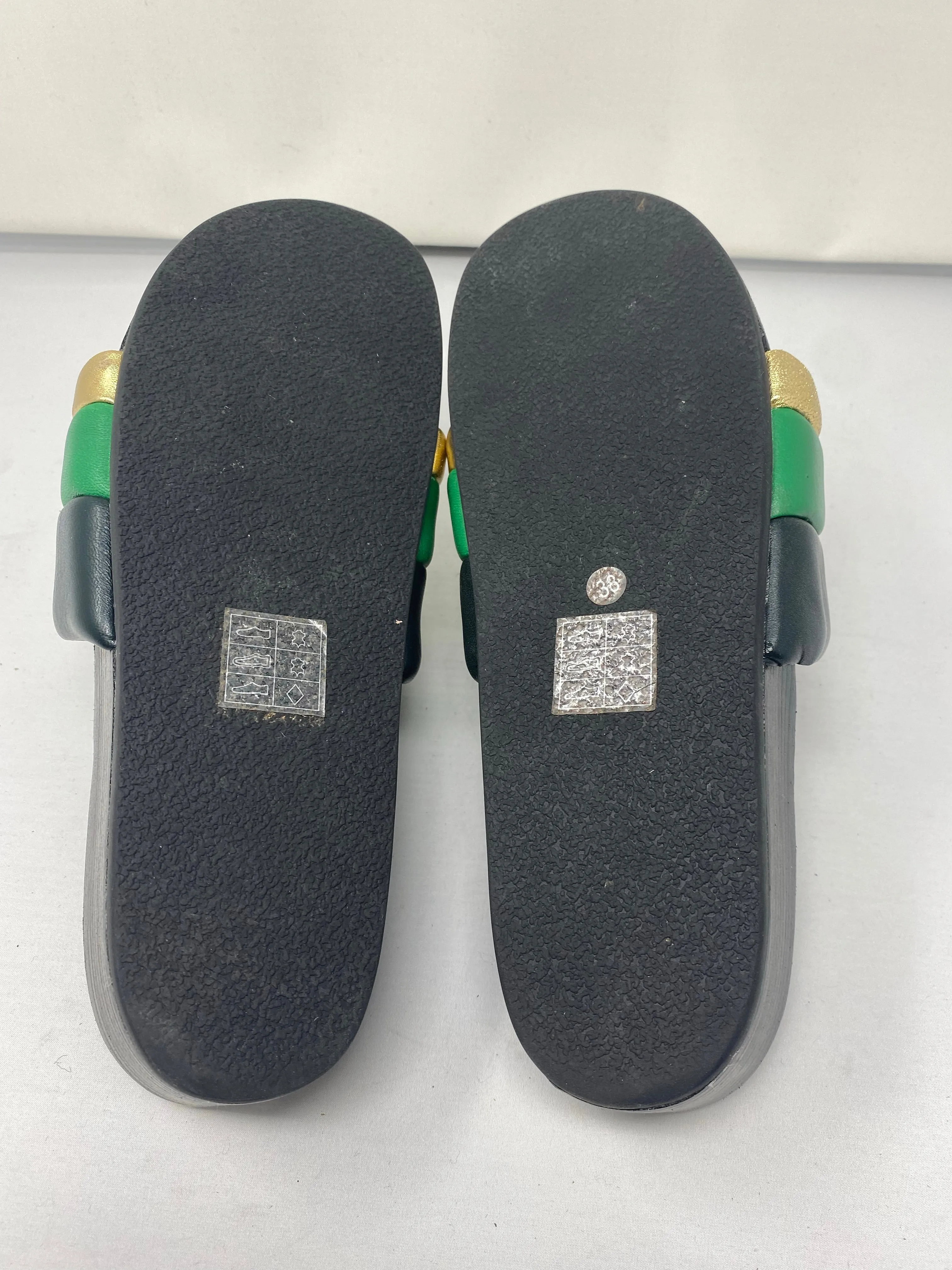 Sandro Paris Black Green and Gold Slide