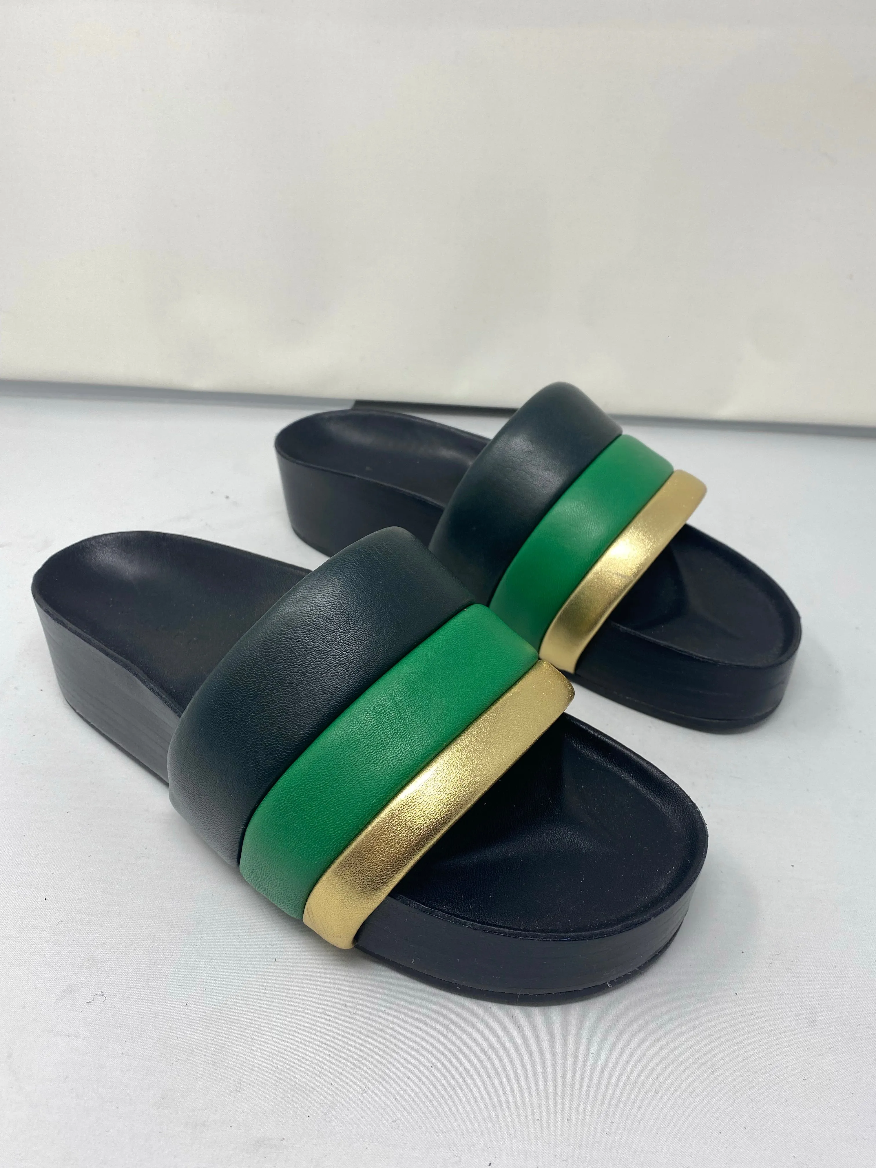 Sandro Paris Black Green and Gold Slide