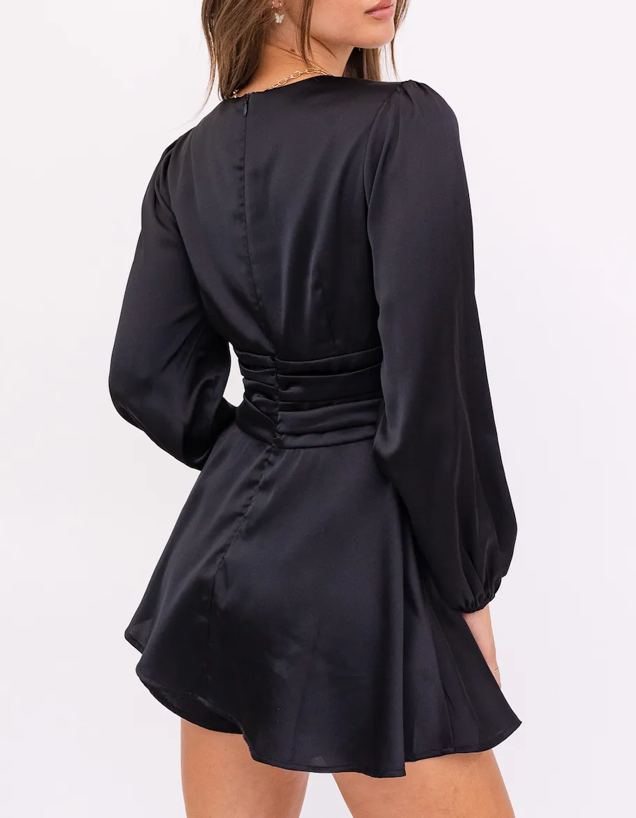 Satin Balloon Sleeve Romper