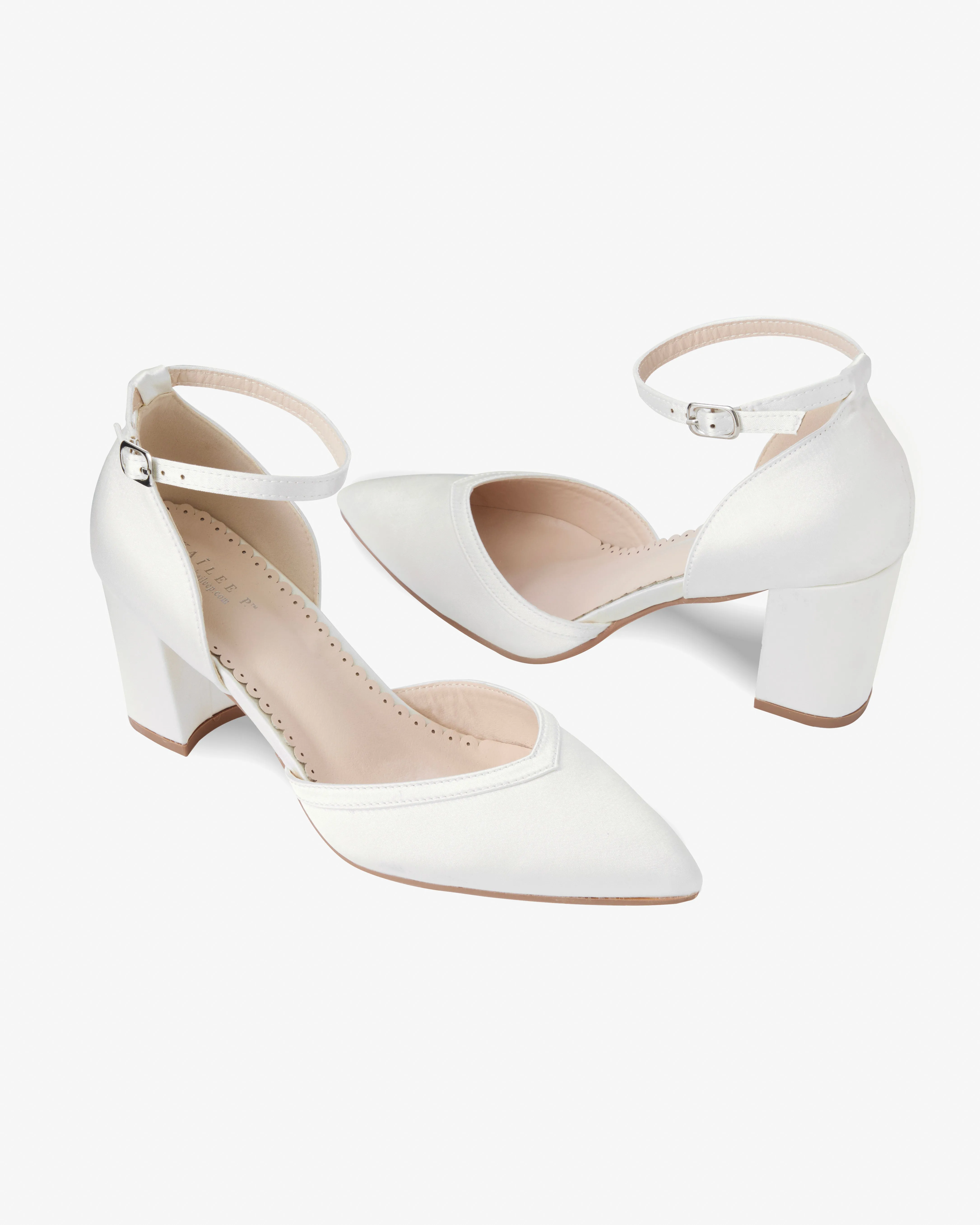 Satin Block Heels Wedding Shoes