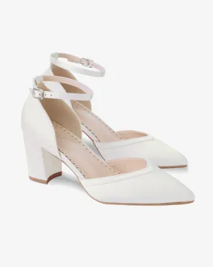 Satin Block Heels Wedding Shoes