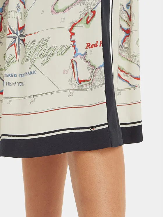 Scarf Print Midi Shirt Dress