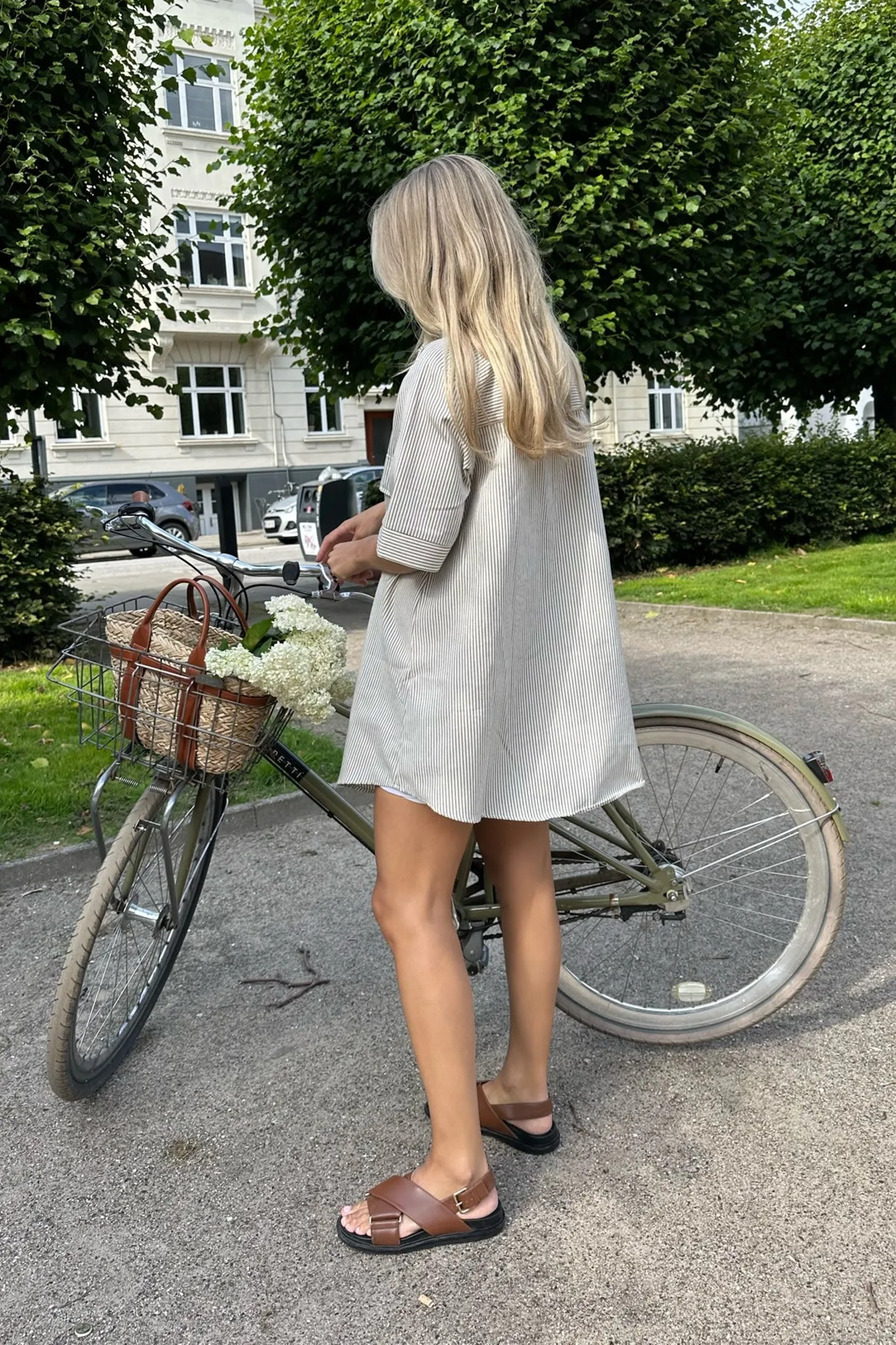 SeldaIC Kjole - Beige Stribet