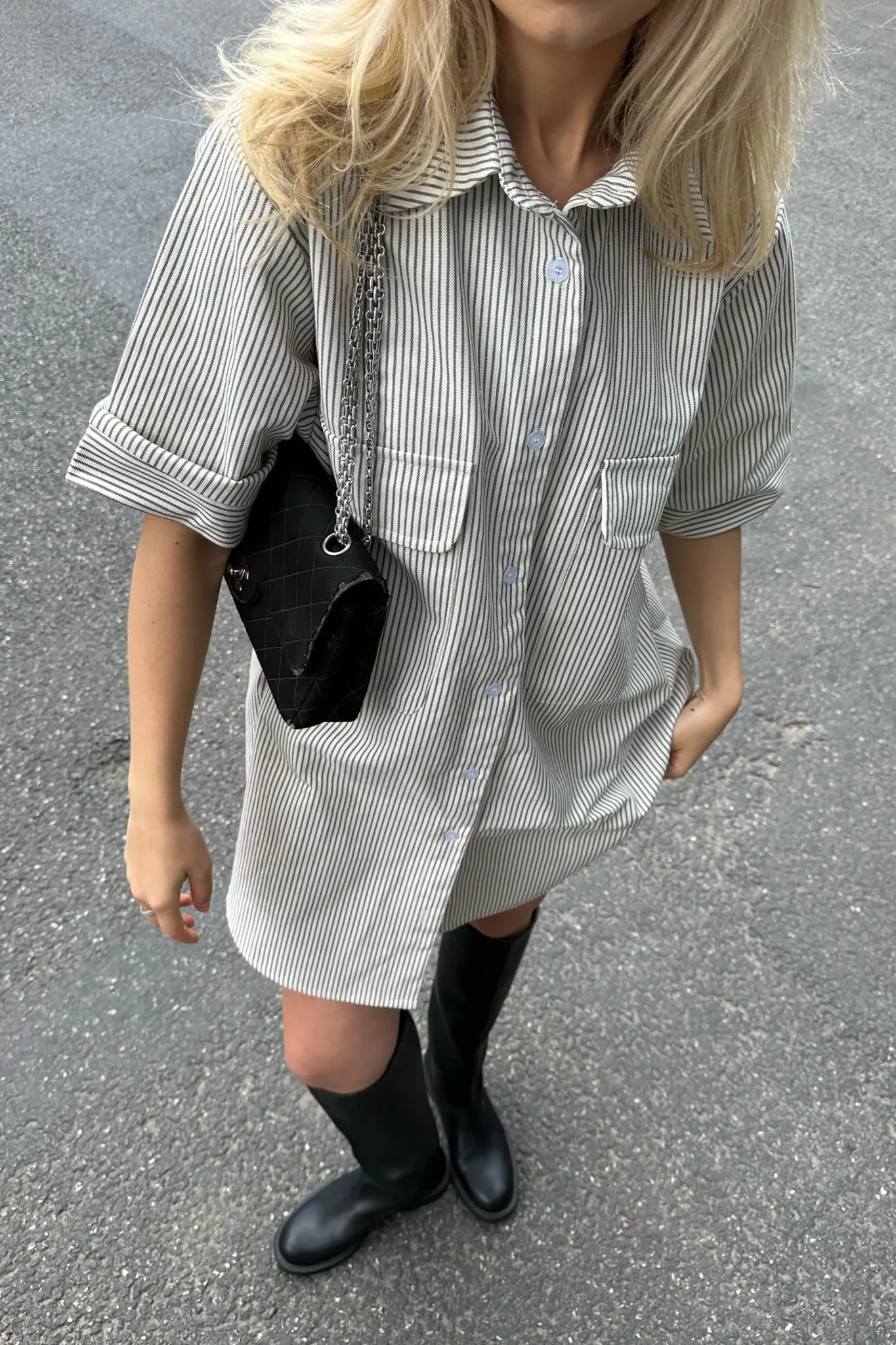 SeldaIC Kjole - Beige Stribet