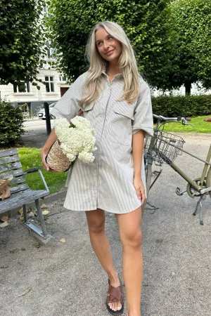 SeldaIC Kjole - Beige Stribet