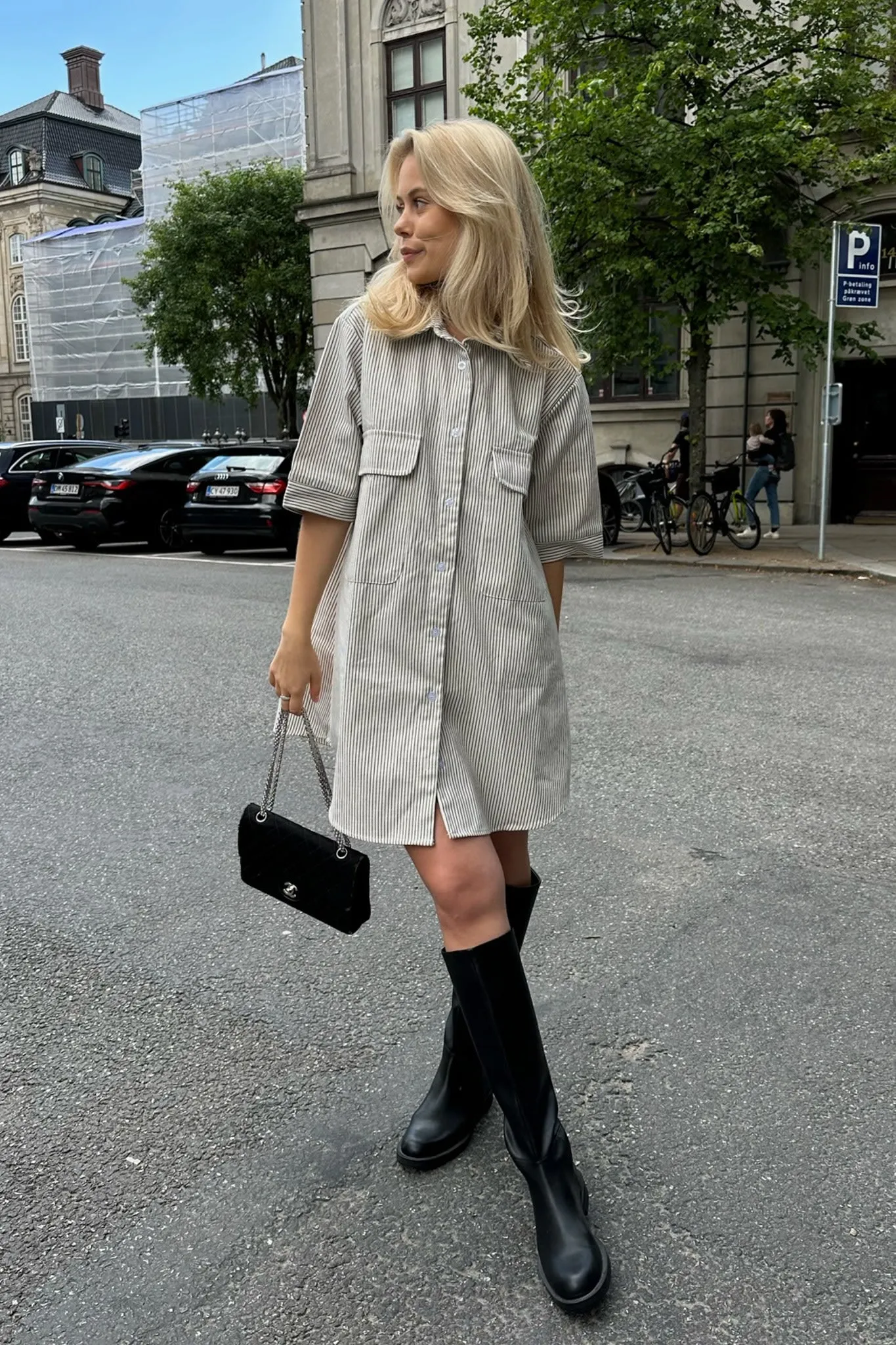 SeldaIC Kjole - Beige Stribet