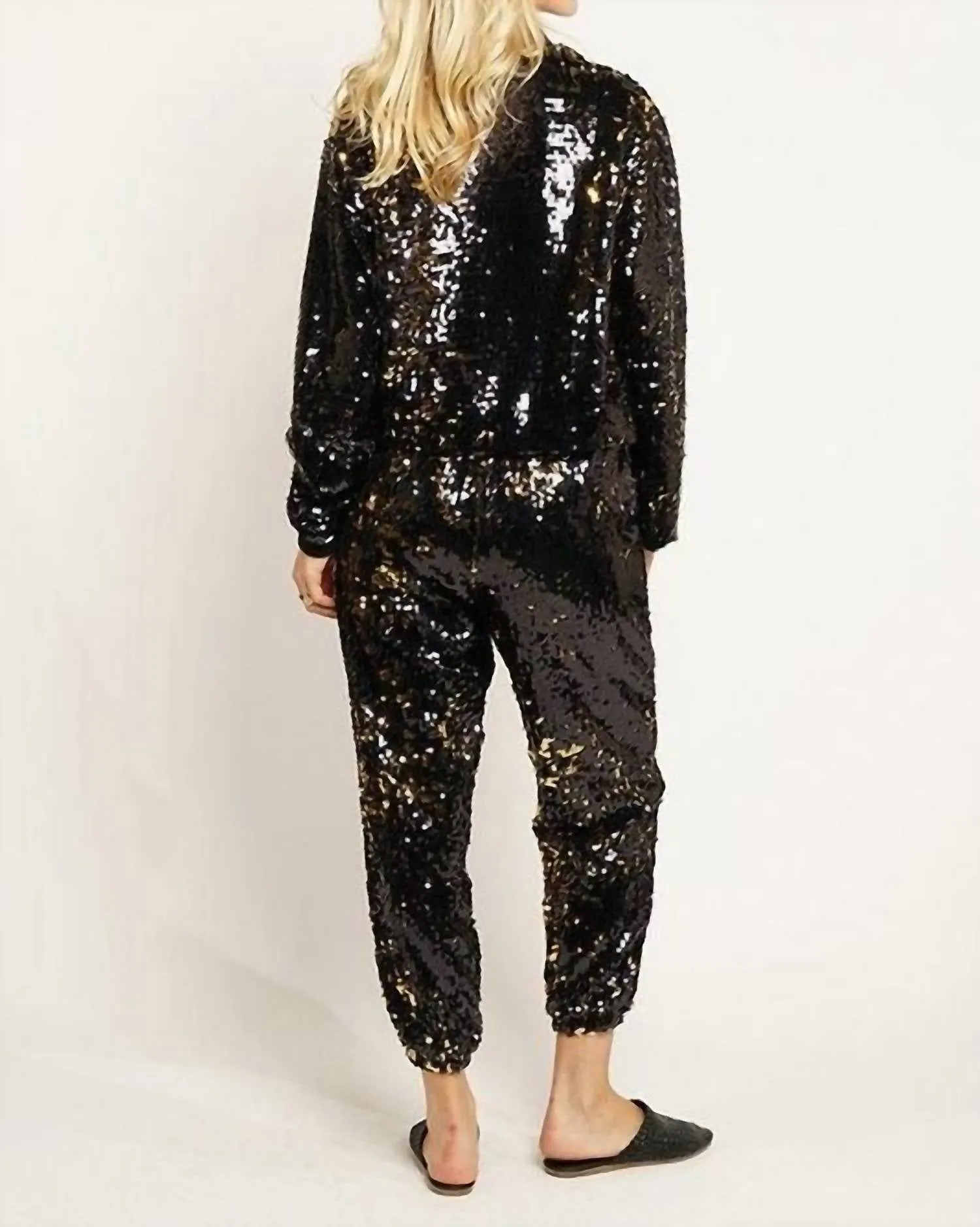 Sequin Bomber Jacket In Black