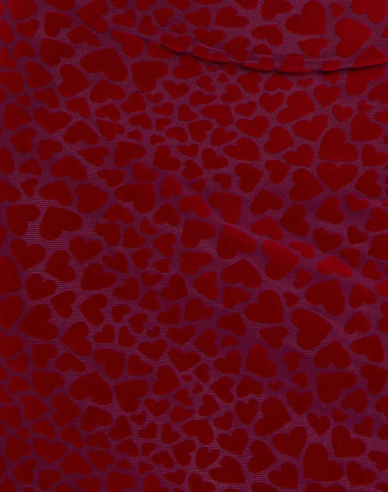 Sevila Long Sleeve Mini Dress in Heart Flock Maroon