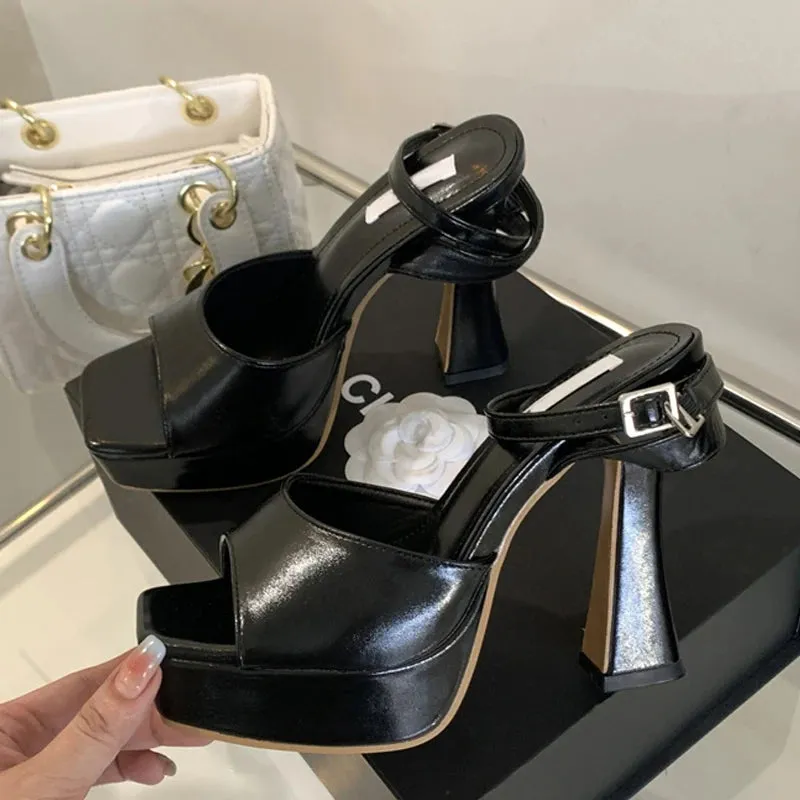 Sexy Silver Ankle Strap Sandals Women Summer Fashion Open Toe Platform High Heels