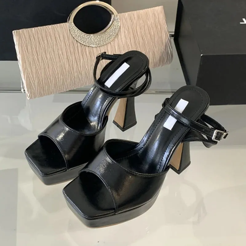 Sexy Silver Ankle Strap Sandals Women Summer Fashion Open Toe Platform High Heels