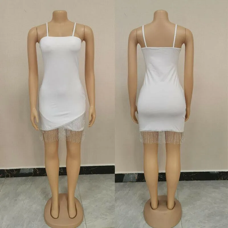 Sexy Tassel Sleeveless Mini Bodycon Cocktail Clubwear