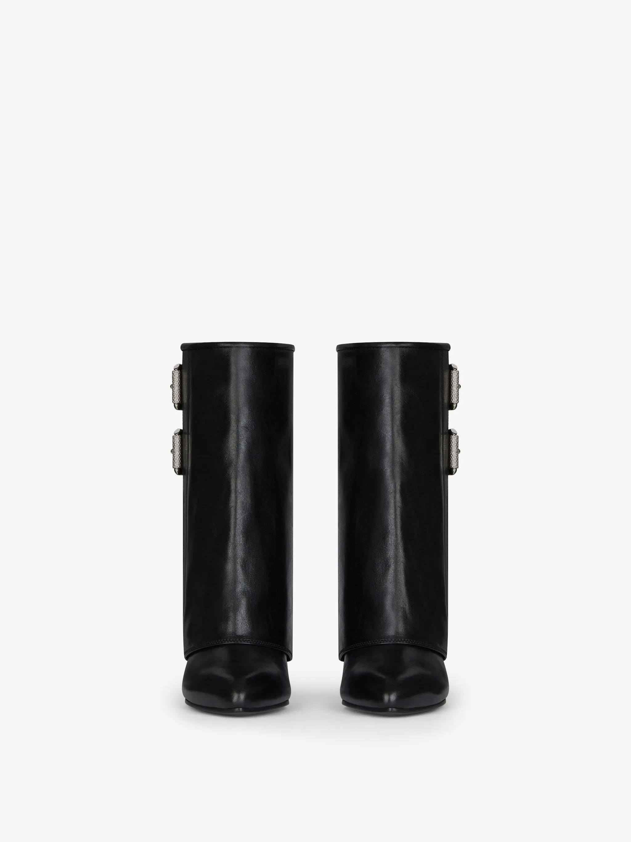 Shark Lock Buckles Ankle Boots In Leather