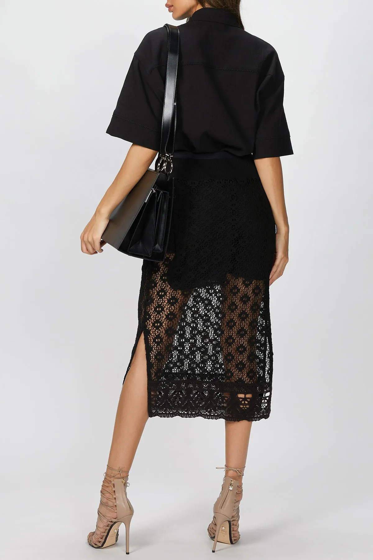 SHIRT AND CROCHET LACE SKIRT SET
