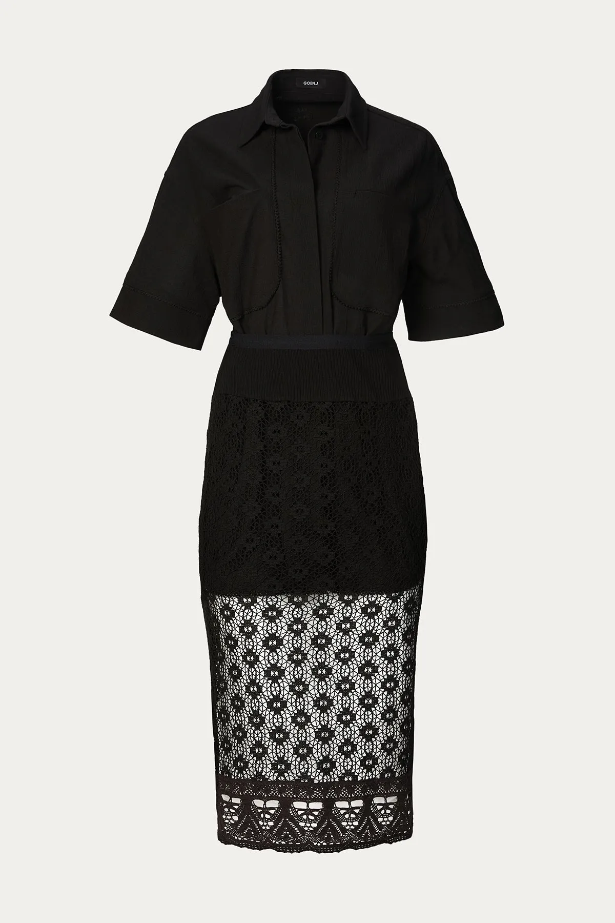 SHIRT AND CROCHET LACE SKIRT SET