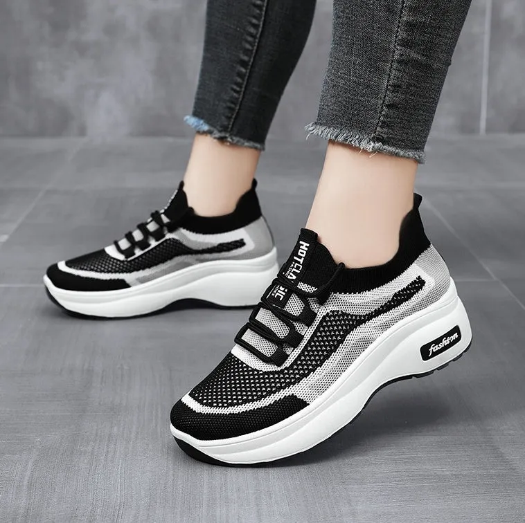 Shock-Absorbing Two-Tone Slip-On Sneakers for Women