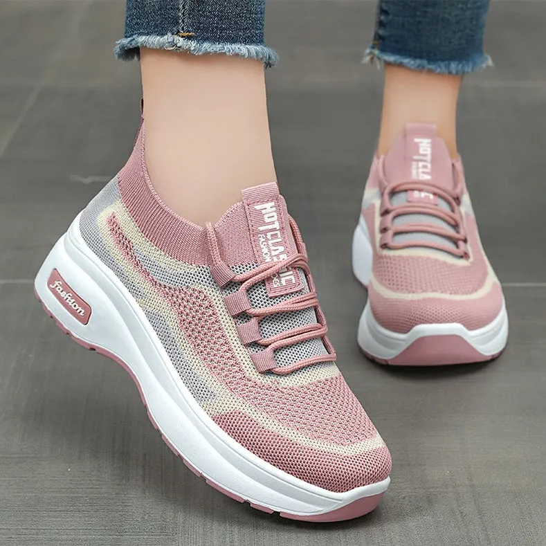 Shock-Absorbing Two-Tone Slip-On Sneakers for Women