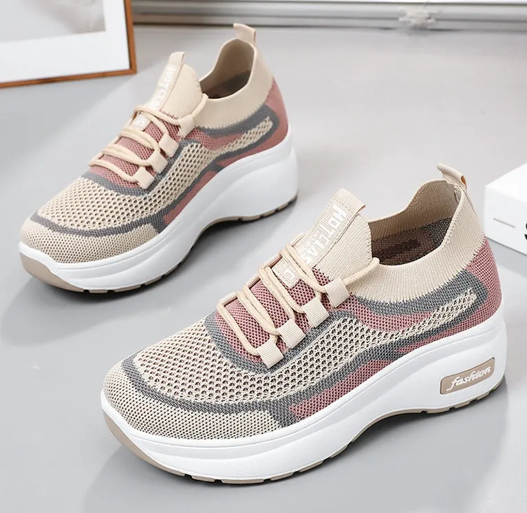 Shock-Absorbing Two-Tone Slip-On Sneakers for Women