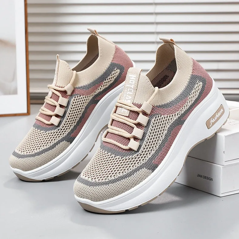 Shock-Absorbing Two-Tone Slip-On Sneakers for Women
