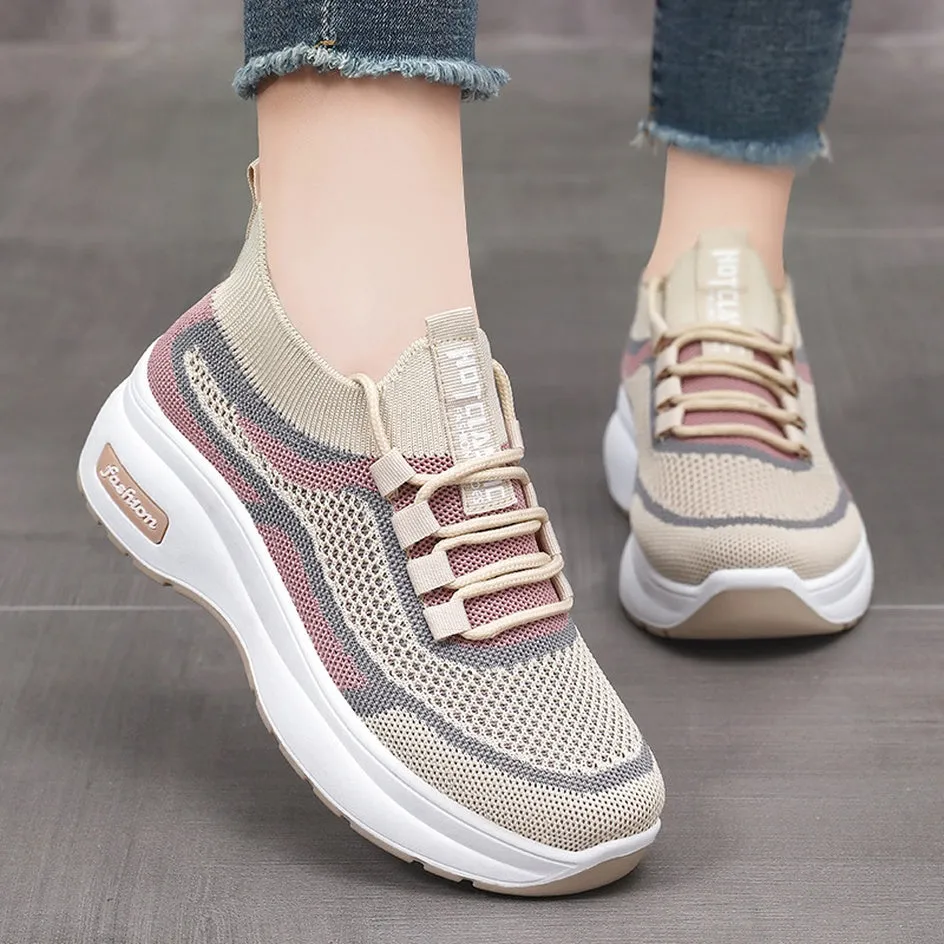Shock-Absorbing Two-Tone Slip-On Sneakers for Women