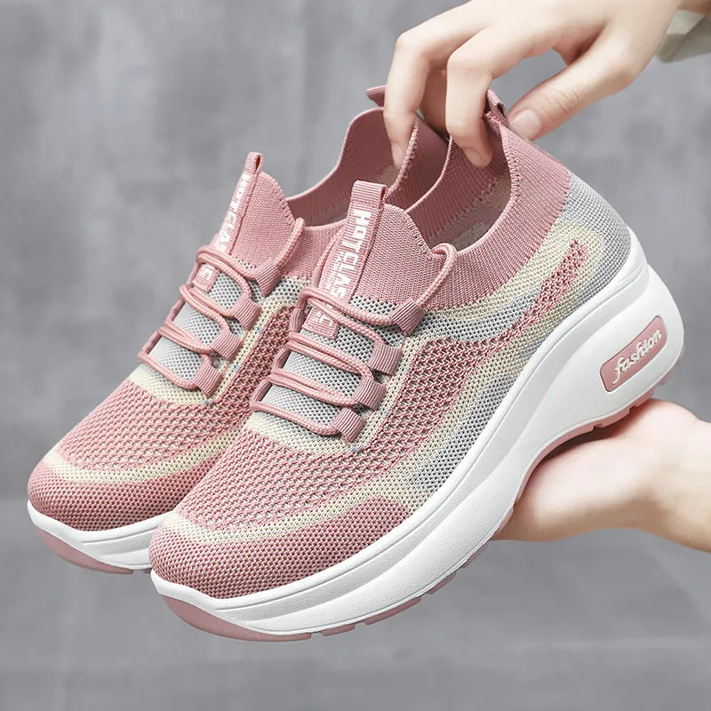 Shock-Absorbing Two-Tone Slip-On Sneakers for Women