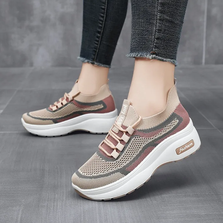 Shock-Absorbing Two-Tone Slip-On Sneakers for Women