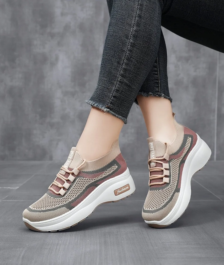 Shock-Absorbing Two-Tone Slip-On Sneakers for Women