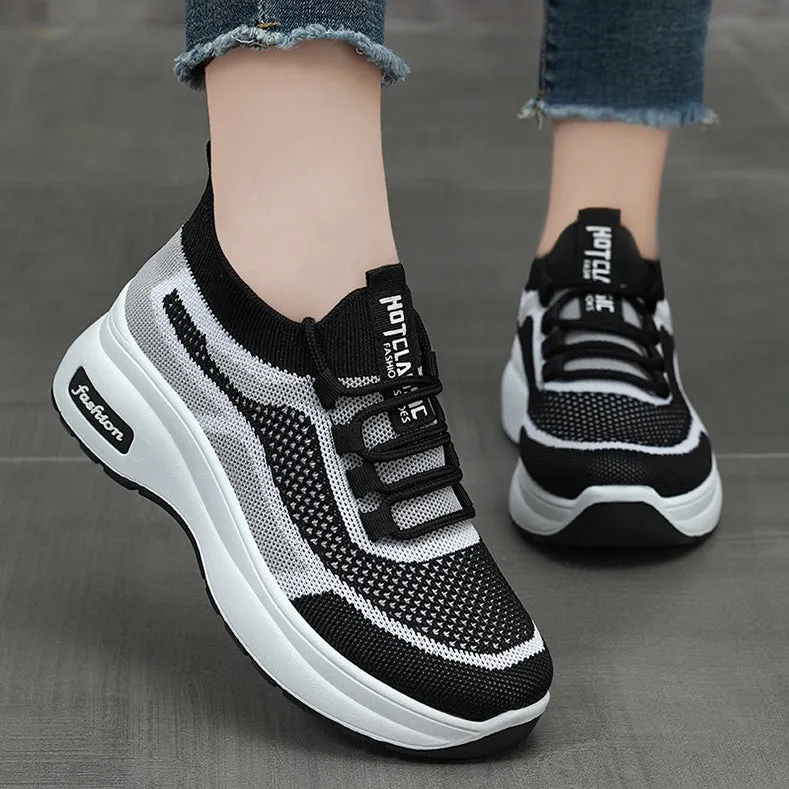Shock-Absorbing Two-Tone Slip-On Sneakers for Women