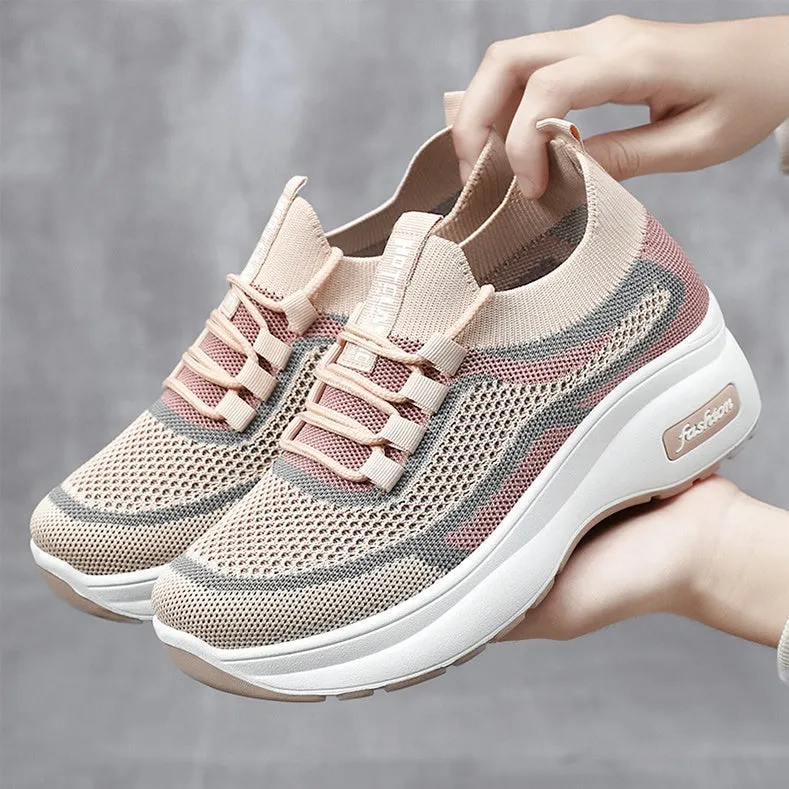 Shock-Absorbing Two-Tone Slip-On Sneakers for Women