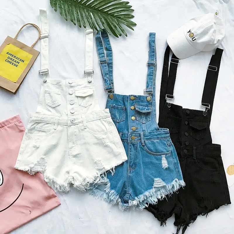 Short Rompers Womens Jumpsuit Denim Overalls for Women Rompers Plus Size Hole Playsuits and Jumpsuits for Girls Overalls