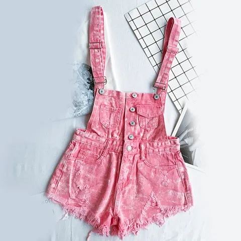 Short Rompers Womens Jumpsuit Denim Overalls for Women Rompers Plus Size Hole Playsuits and Jumpsuits for Girls Overalls
