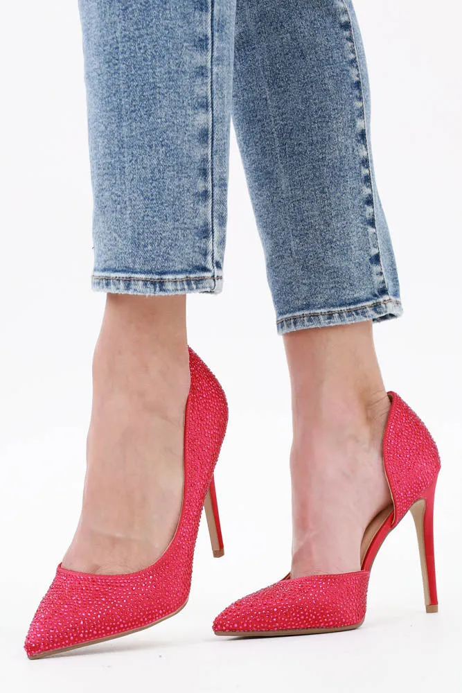 Showstopper Rhinestone Stilettos -Fuchsia