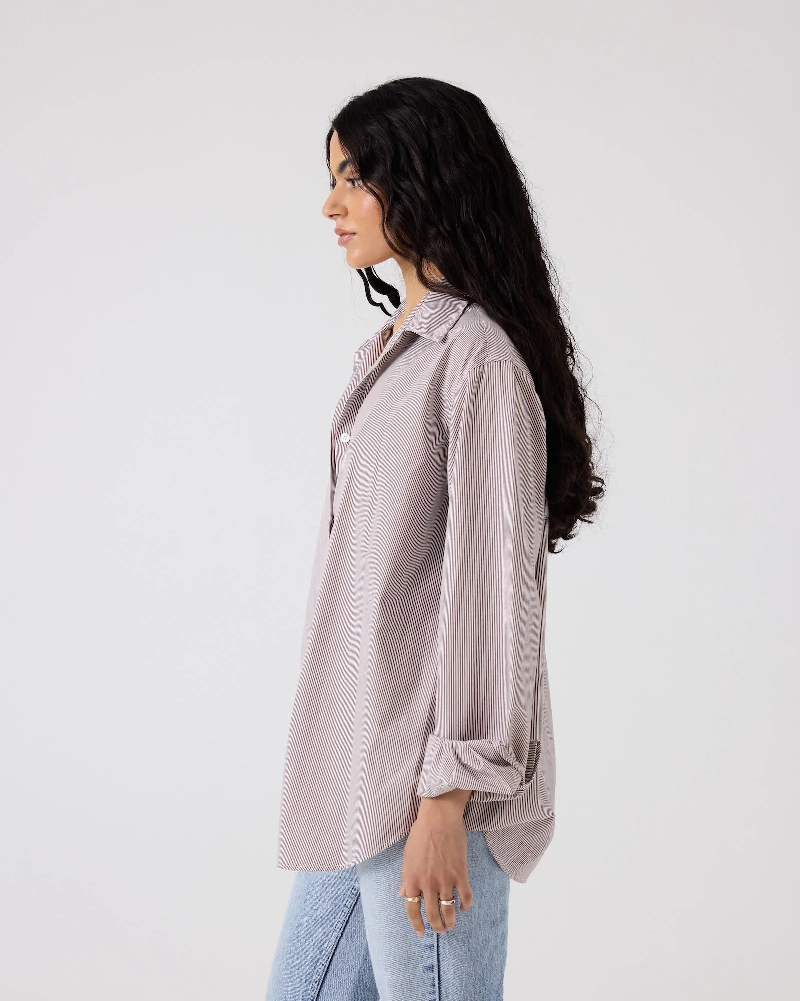 Sienna Shirt | Italian Stripe | Chocolate