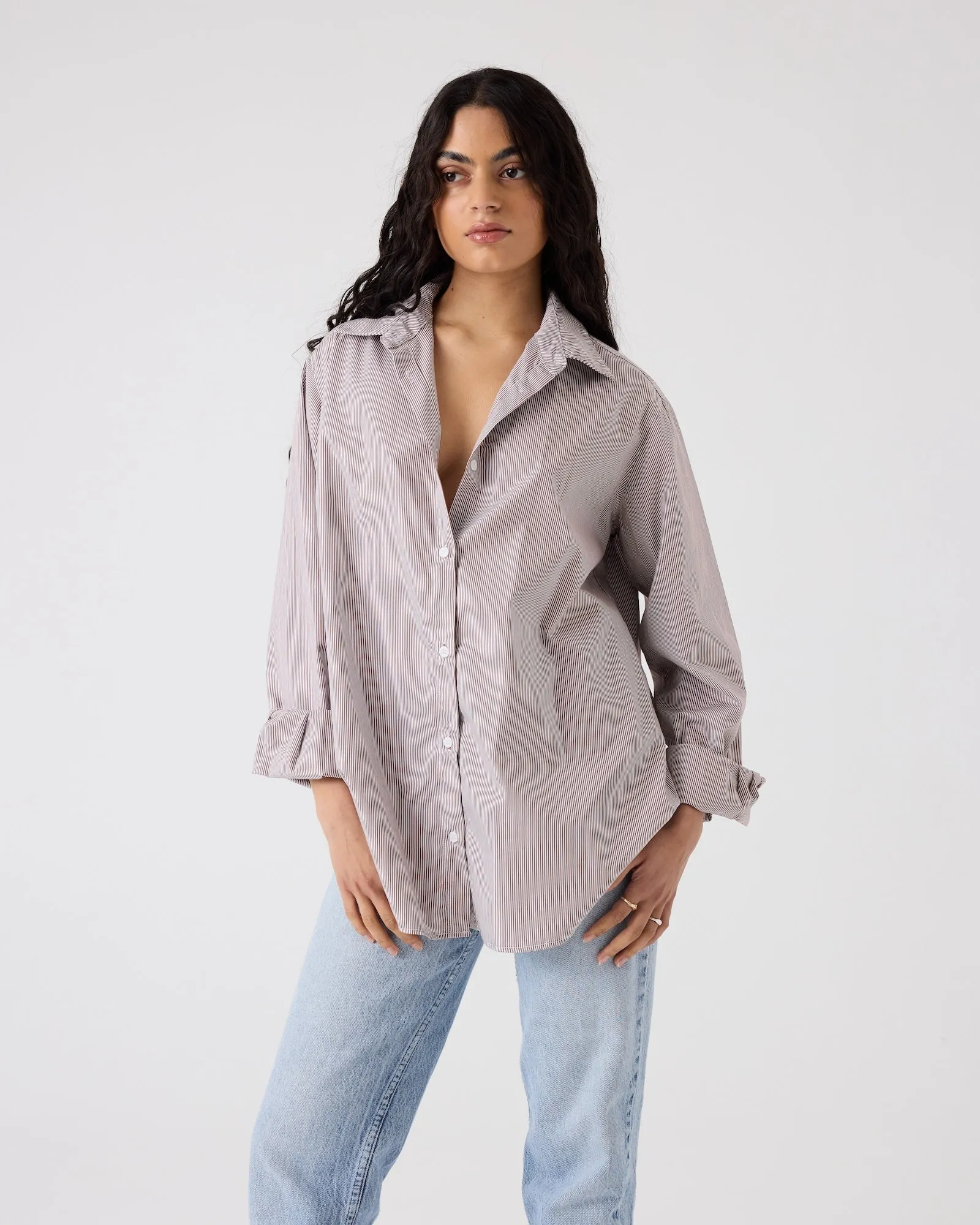 Sienna Shirt | Italian Stripe | Chocolate