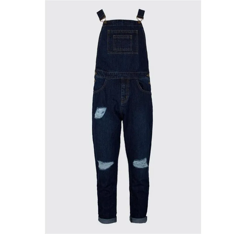 Skinny Denim Vintage Men's Overalls Ripped Trousers Jumpsuits Jeans