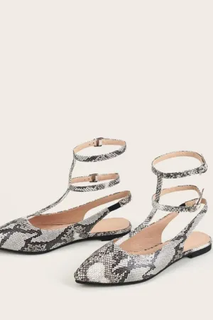 Snakeskin Strappy Flats
