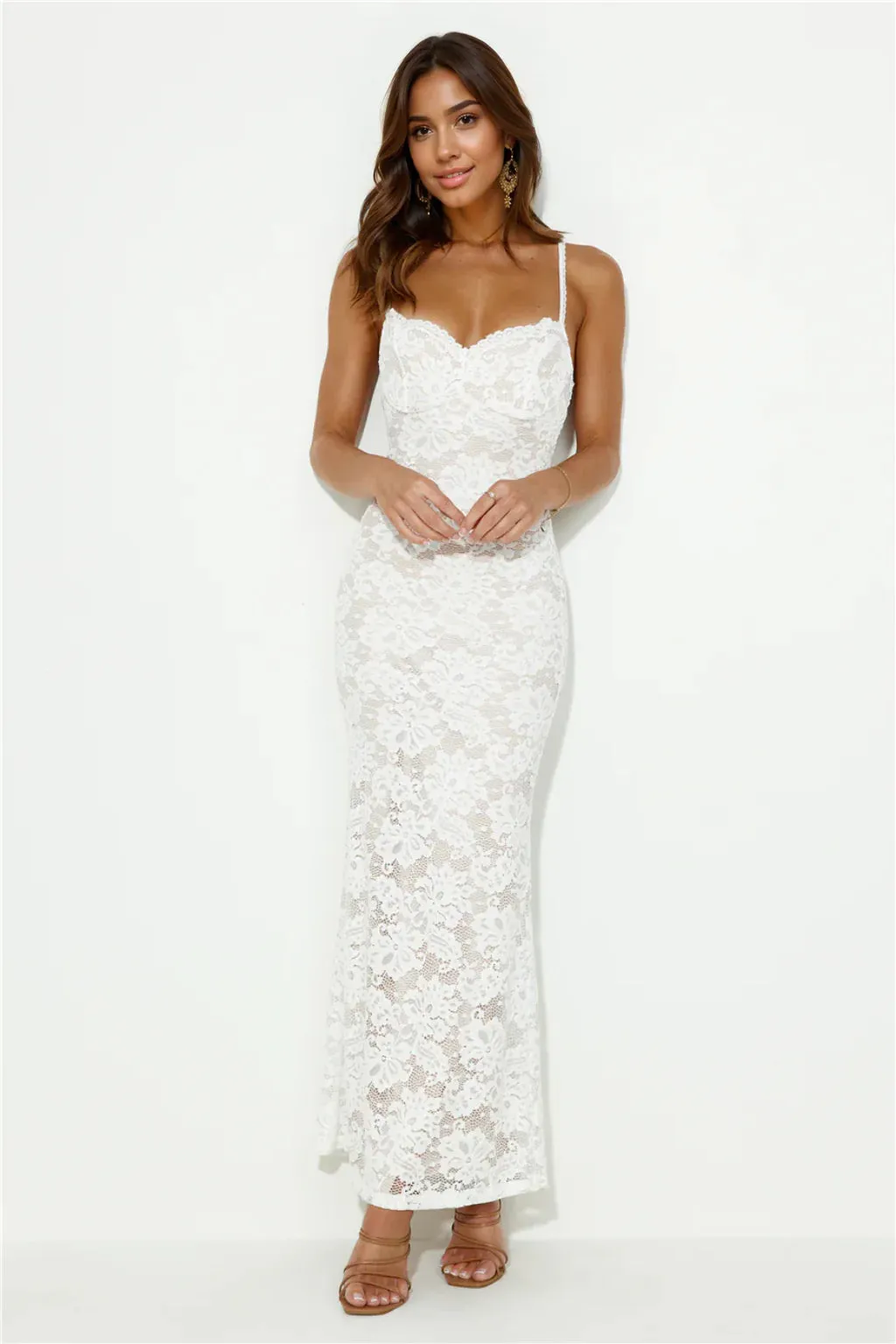 Soft Sweet Lace Maxi Dress White