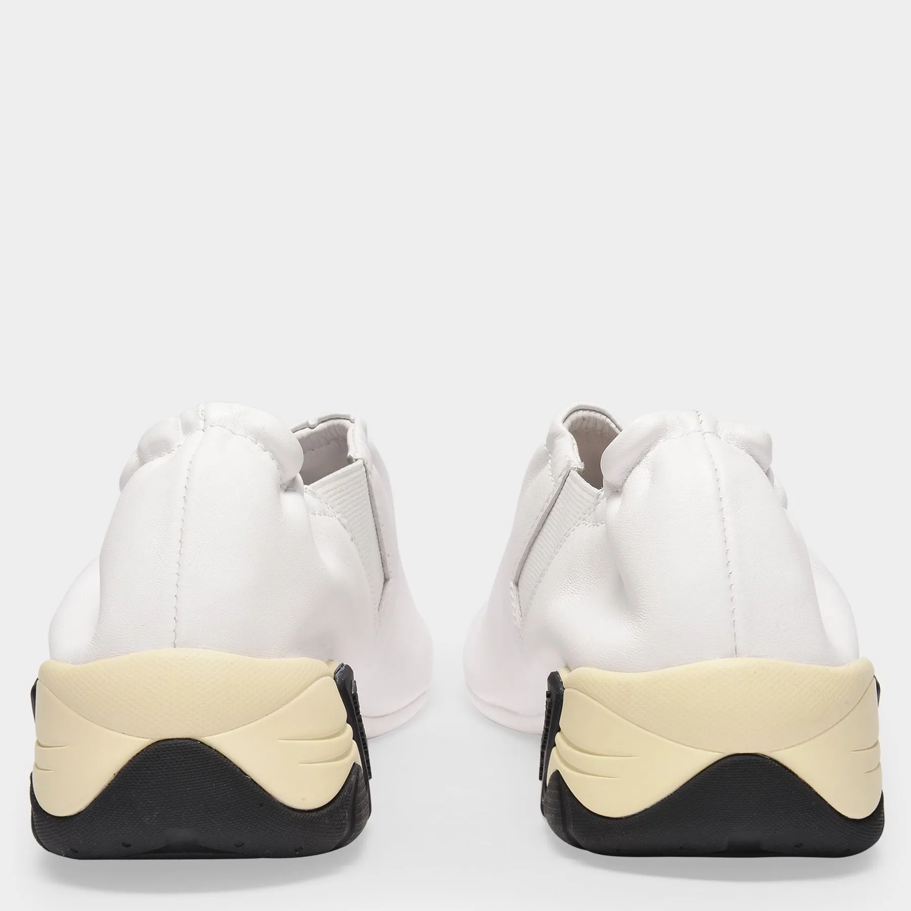 Solaris Low Baskets in White Leather