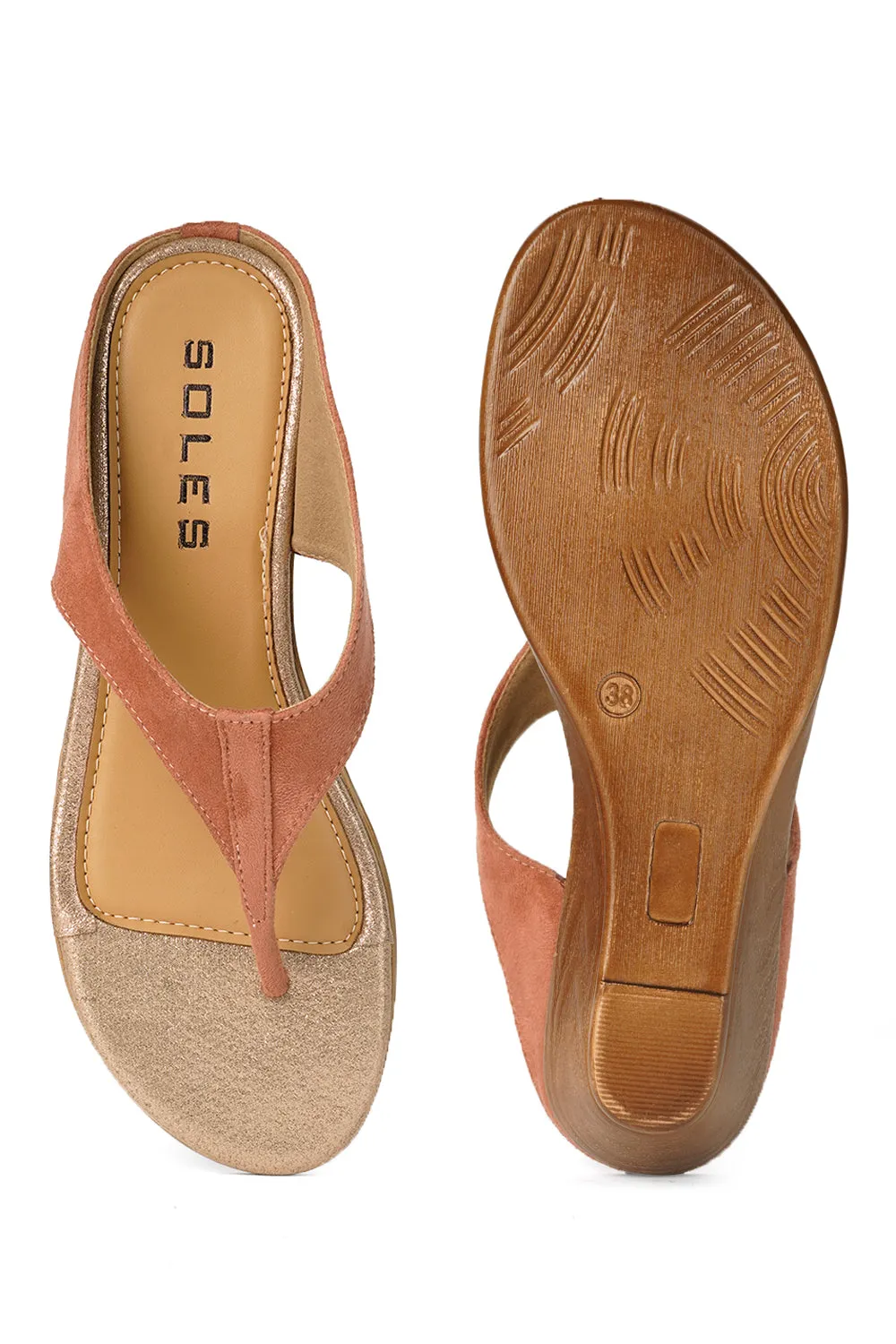 SOLES Thong Small Wedge Heel Sandals