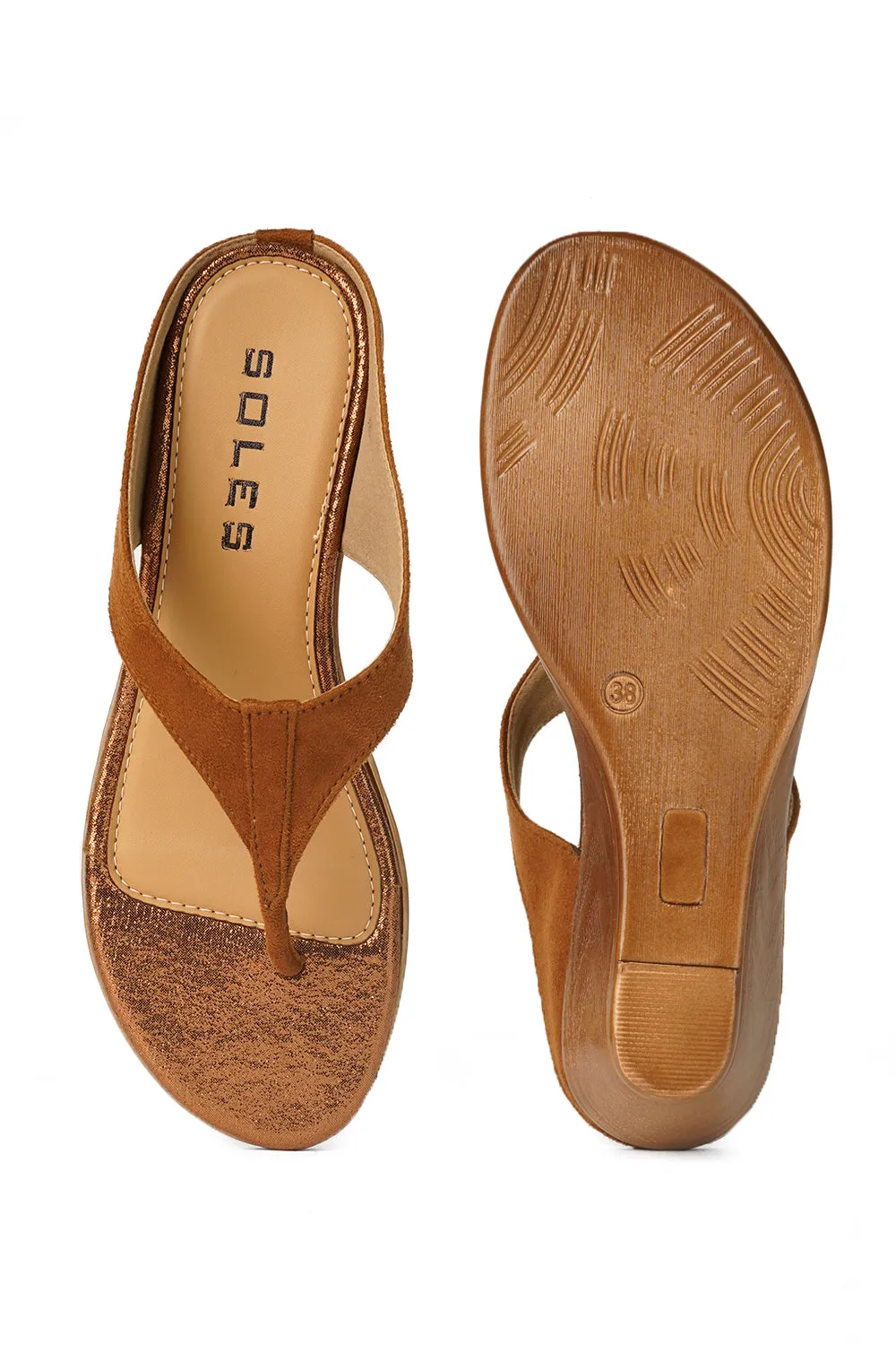 SOLES Thong Small Wedge Heel Sandals