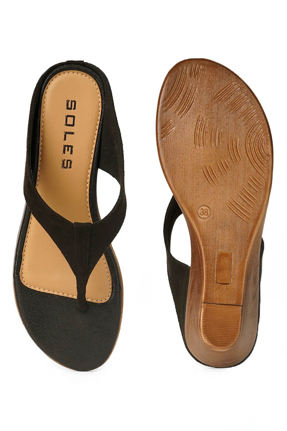 SOLES Thong Small Wedge Heel Sandals