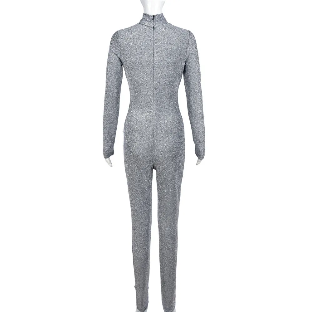 Space Dye Cut Out Long Sleeve Jumpsuit