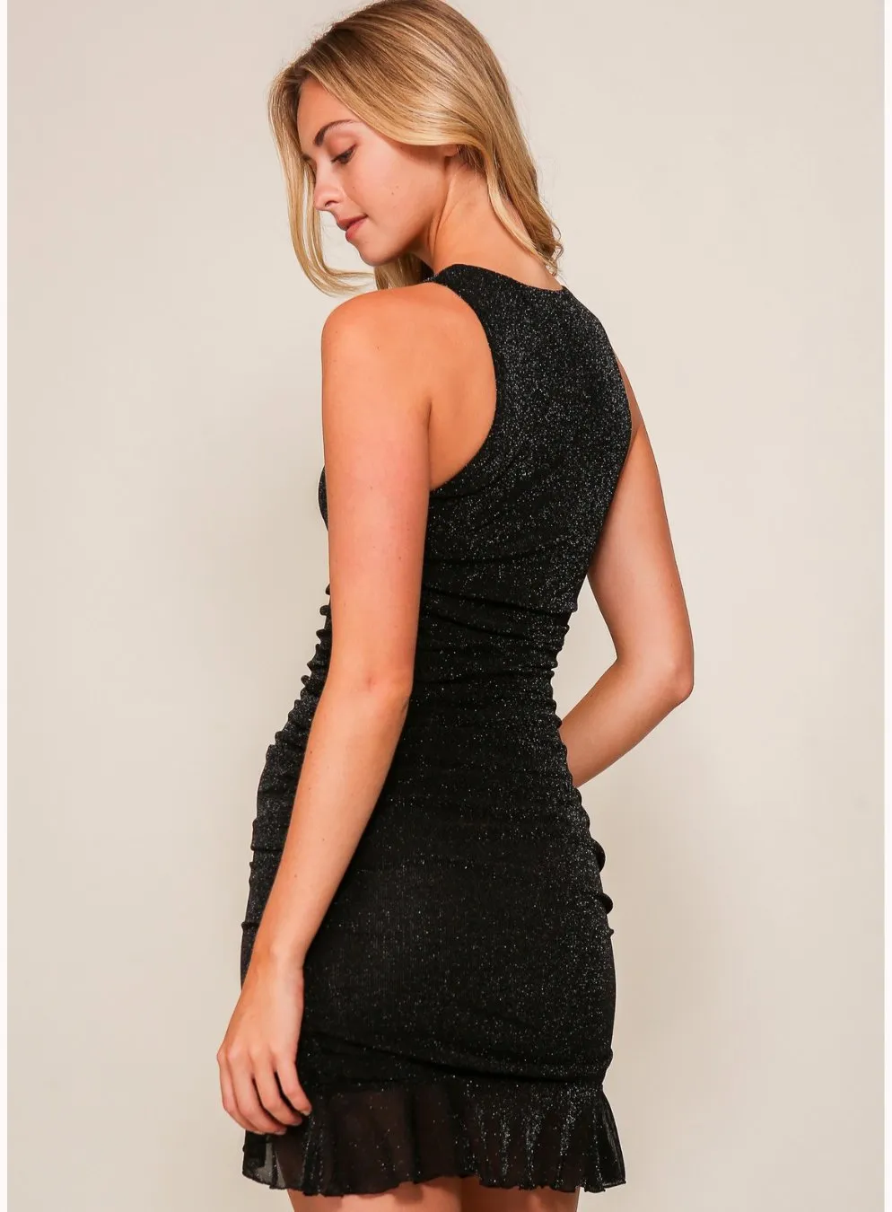 Sparks Fly Mesh Bodycon Dress in Black